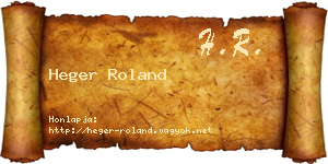 Heger Roland névjegykártya
